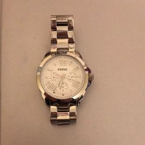 Silver fossil watch